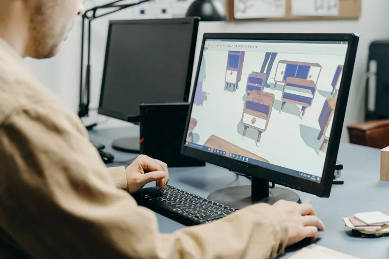 Homme travaillant sur ordinateur dans un bureau
