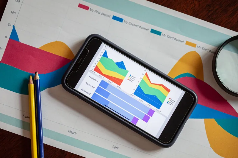 Graphiques sur smartphone et documents